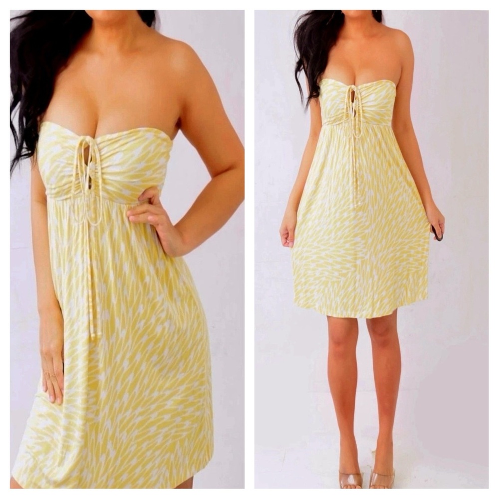 Tart Strapless Dress in Light Yellow Pattern